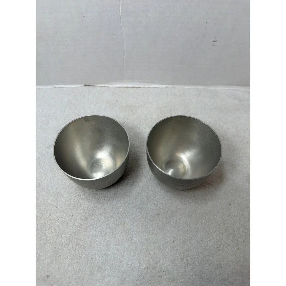 VTG Kirk Pewter by Hanle Jefferson Cup Silver Engraved Medallion Set of 2
